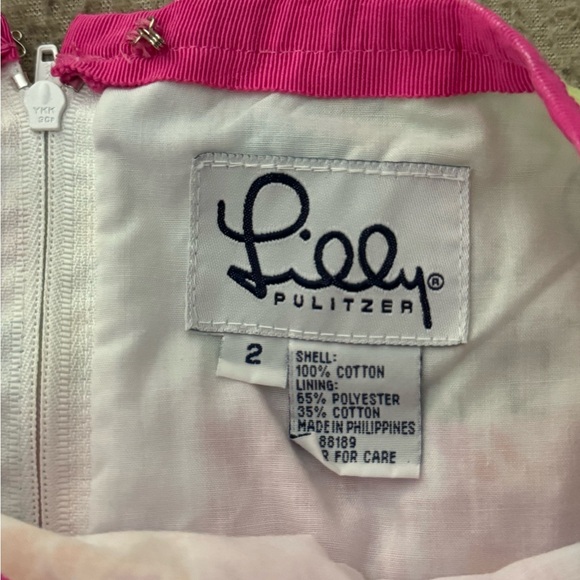 Lilly Pulitzer VTG Skirt Women Size 2 Pink Green Floral Party Patch Print Lined - Picture 5 of 7